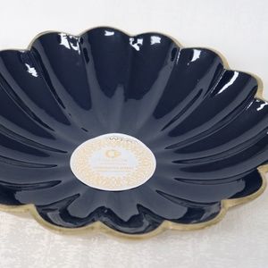 CASA DECOR FLOWER SHAPED CENTERPIECE MEDIUM BOWL - DARK BLUE/GOLD - NEW